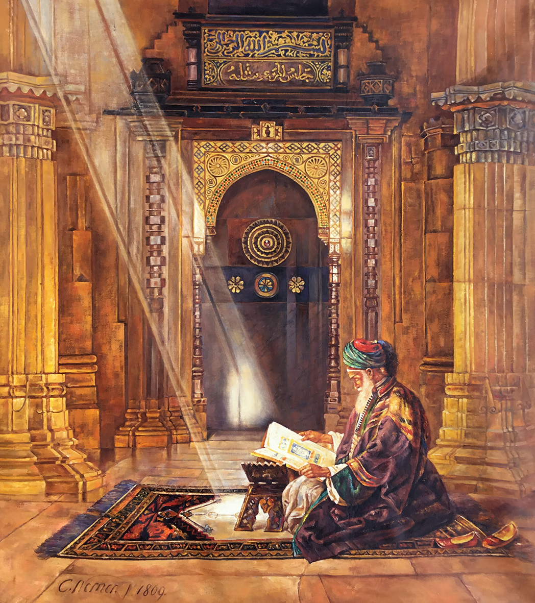 Lecture arabe dans la mosquée Peintures à l'huile